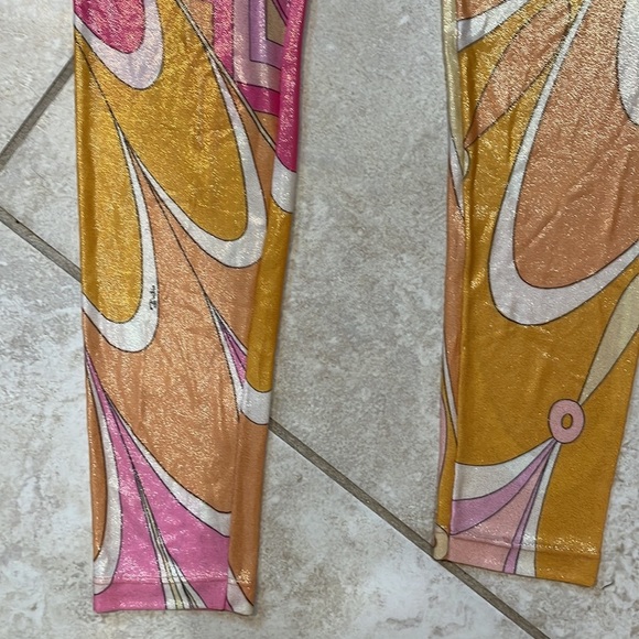 Rare! Vintage Early 90’s Emilio Pucci Shiny Psychadelic Print Leggings M - Picture 11 of 13